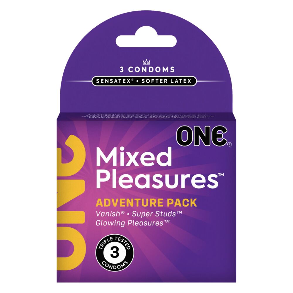 ONE Mixed Pleasures – набір з 3 презервативів різних типів для проби та задоволення