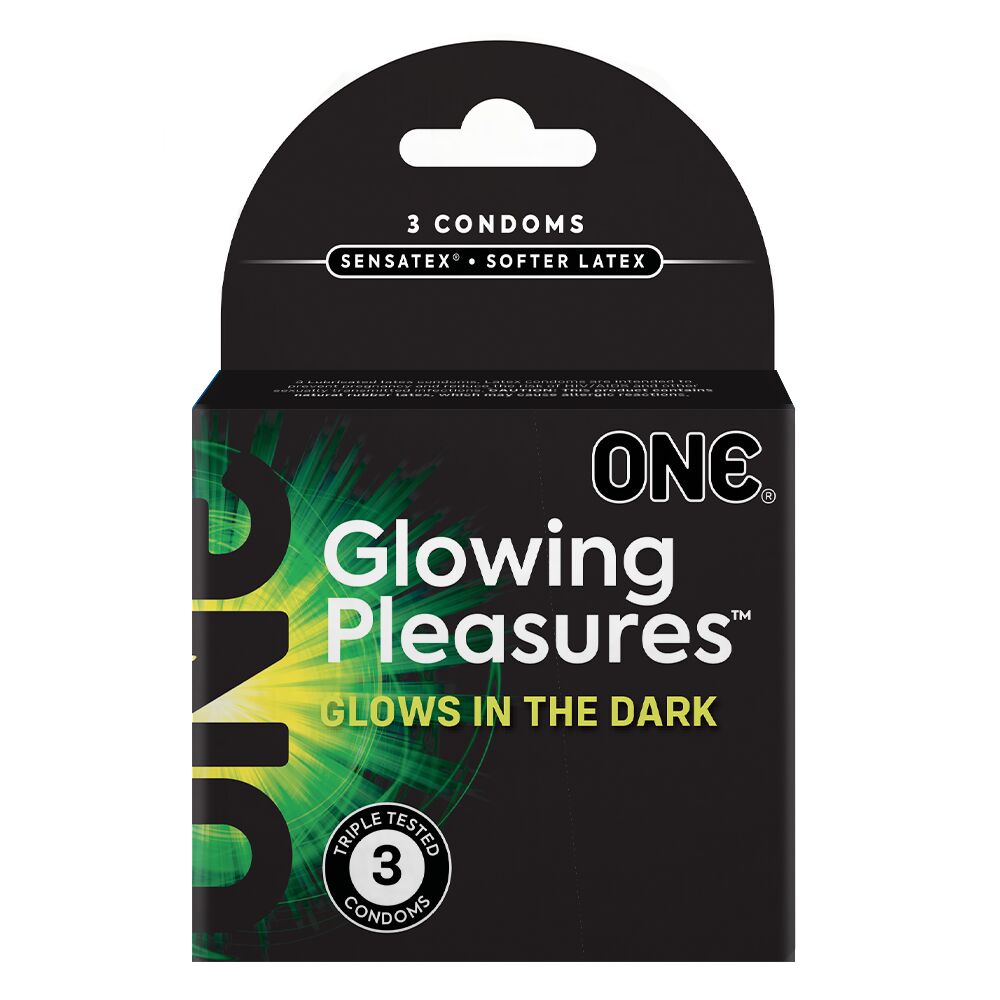 ONE Glowing Pleasures – упаковка презервативів, що світяться у темряві (3шт.)