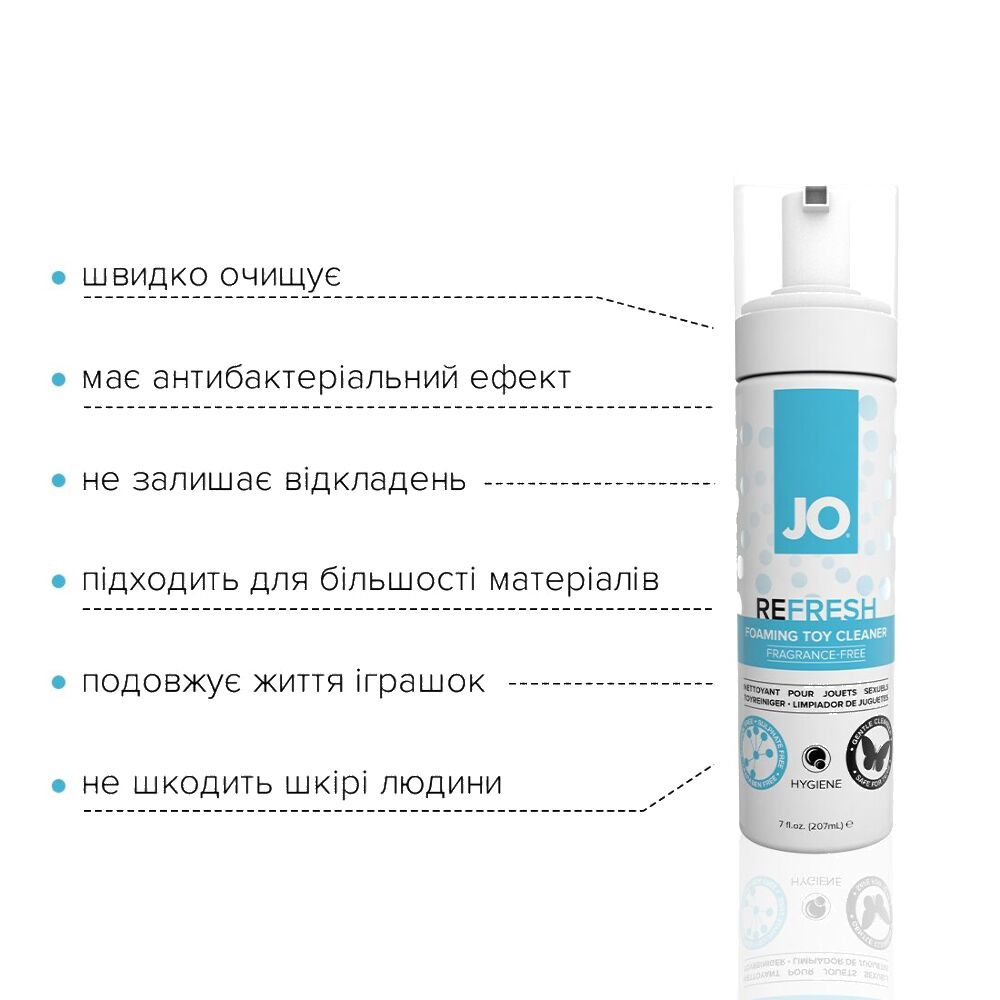 М’яка пінка для очищення іграшок JO REFRESH, дезінфекційна, проникає глибоко, 207 мл