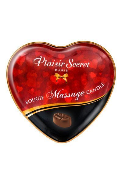 Масажна свічка-серце Plaisirs Secrets Chocolate: Ніжність та Смак у Кожному Дотику