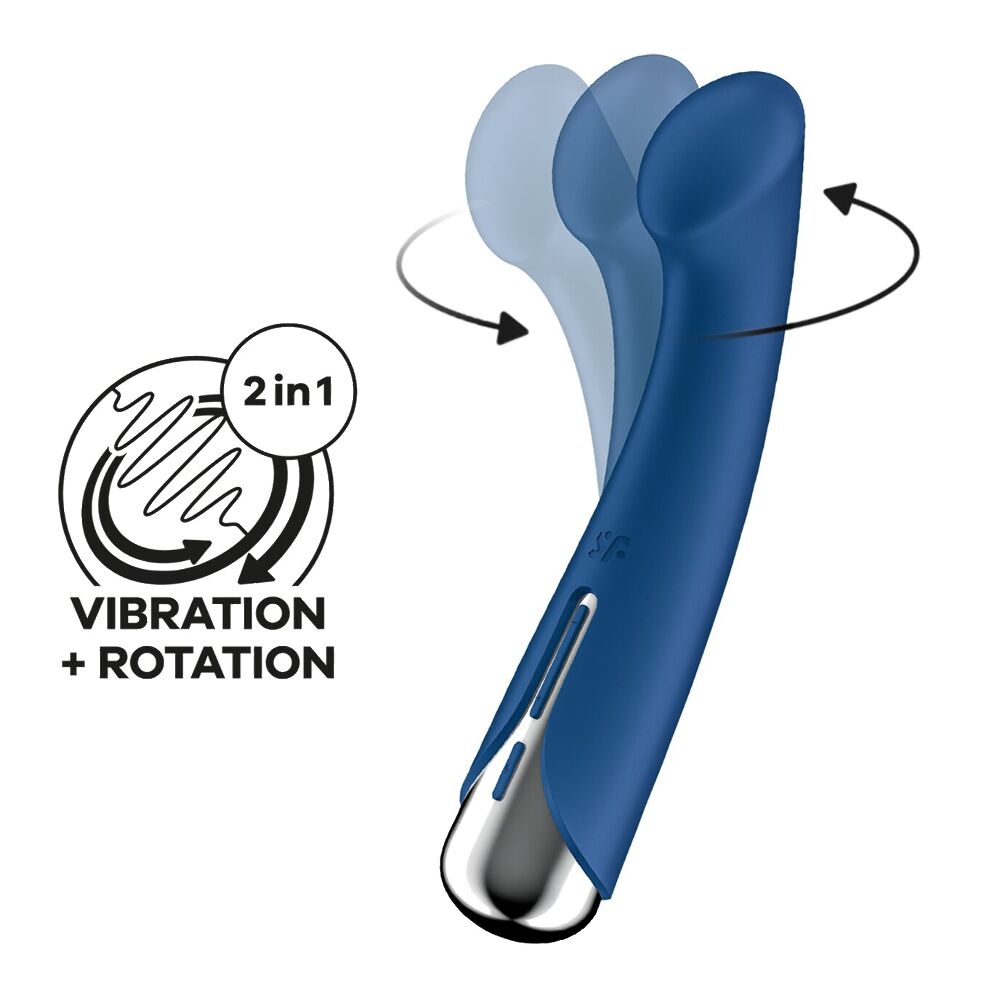 Вібромасажер з ротацією Satisfyer Spinning G-Spot 1 Blue, плоский майданчик для стимуляції точки G