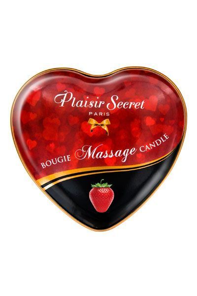 Масажна свічка серце Plaisirs Secrets Strawberry: Ніжність та Пристрасть в Одному
