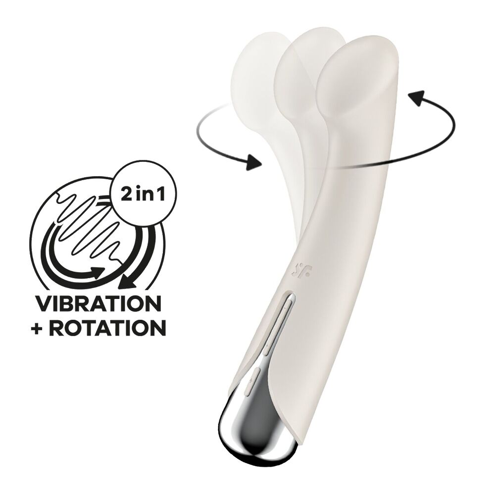 Вібромасажер з ротацією Satisfyer Spinning G-Spot 1 Beige, плоский майданчик для стимуляції точки G