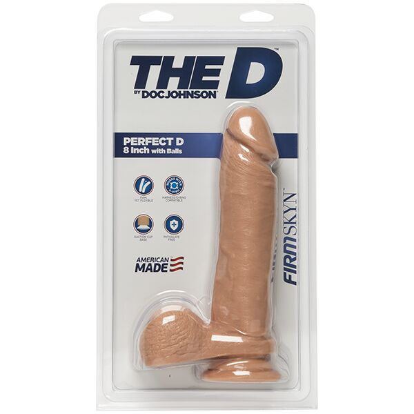 Фалоімітатор Doc Johnson The D - Perfect D - 8 Inch With Balls - FRIMSKYN, діаметр 5,1 см
