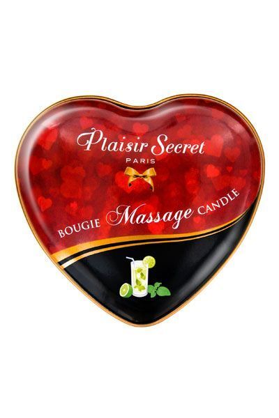 Масажна свічка-серце Plaisirs Secrets Mojito: Відчуй магію тропіків