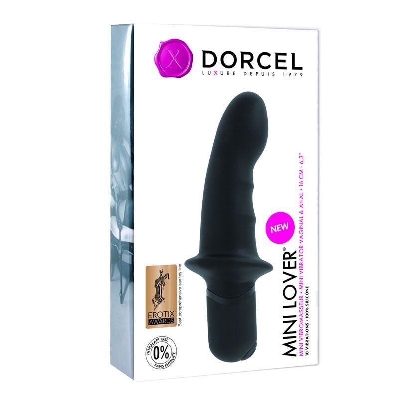 Вібромасажер Dorcel Mini Lover Black з обмежувачем, для точки G і масажу простати