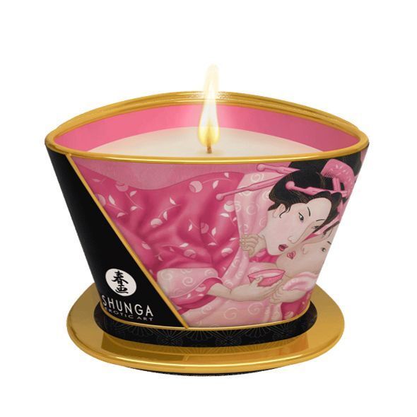Масажна свічка Shunga Massage Candle – Романтика пелюсток троянд з афродизіаками