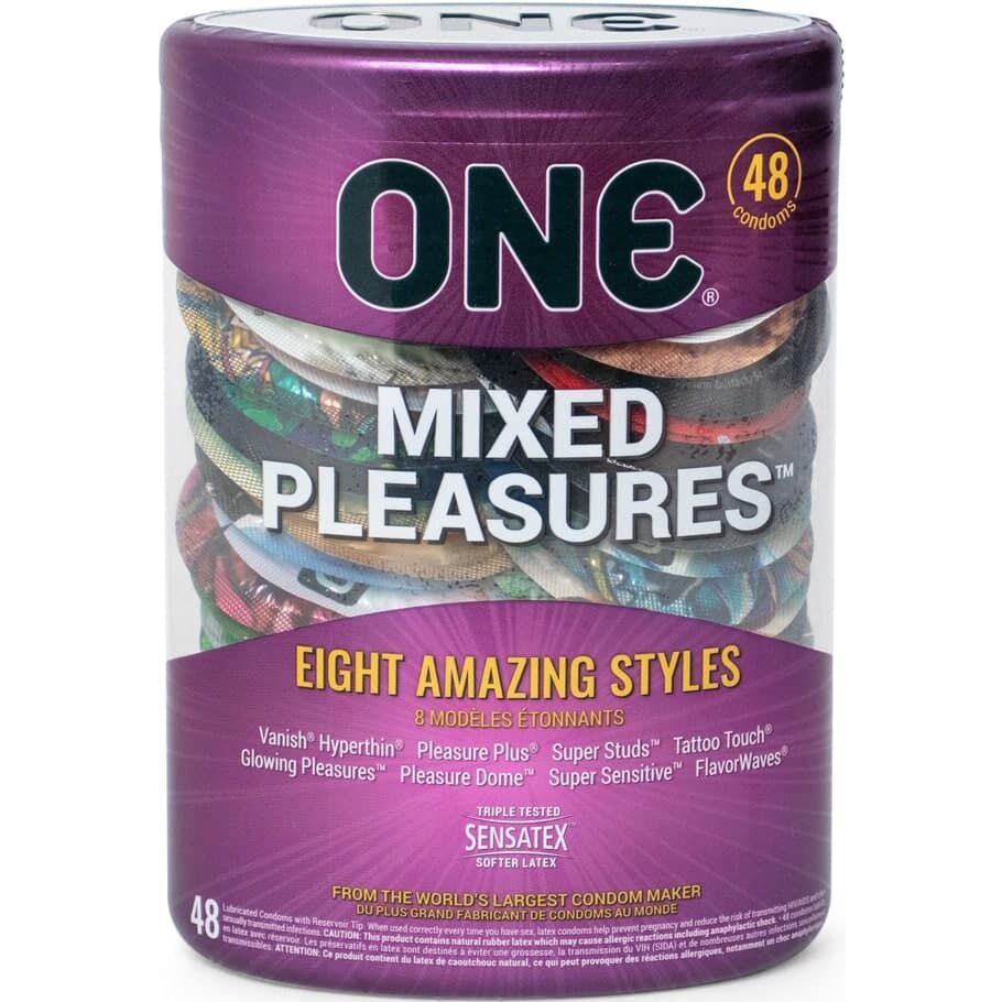 ONE Mixed Pleasures – набір із 8 видів презервативів для експериментів і комфорту (48 шт)