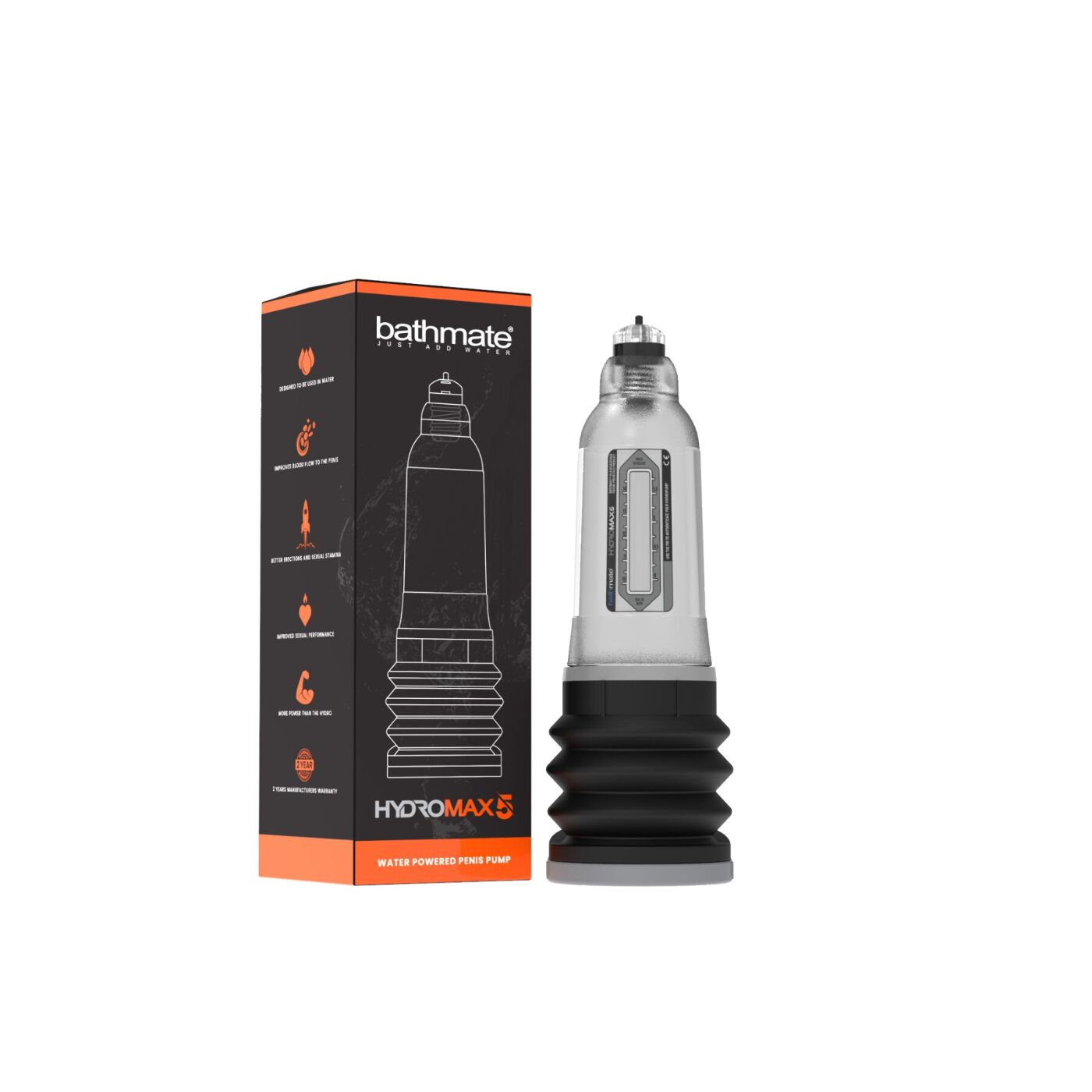 Гідропомпа Bathmate Hydromax 5 Clear, для члена довжиною від 7,5 до 12,5 см, діаметр до 4,5 см