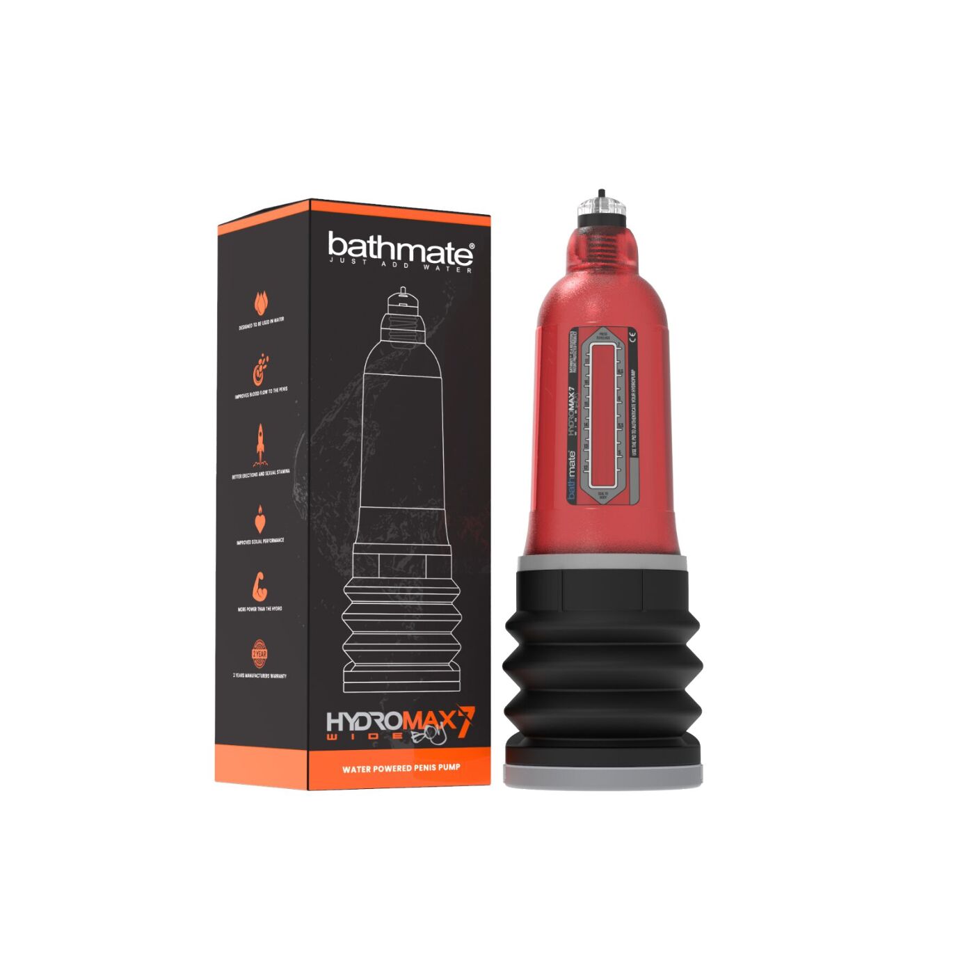 Гідропомпа Bathmate Hydromax 7 WideBoy Red, для члена довжиною від 12,5 до 18 см, діаметр до 5,5 см